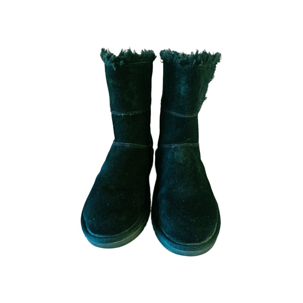 Koolaburra by UGG Women's Black Suede Faux Fur Lined Mid-Calf Zip Boot 7
